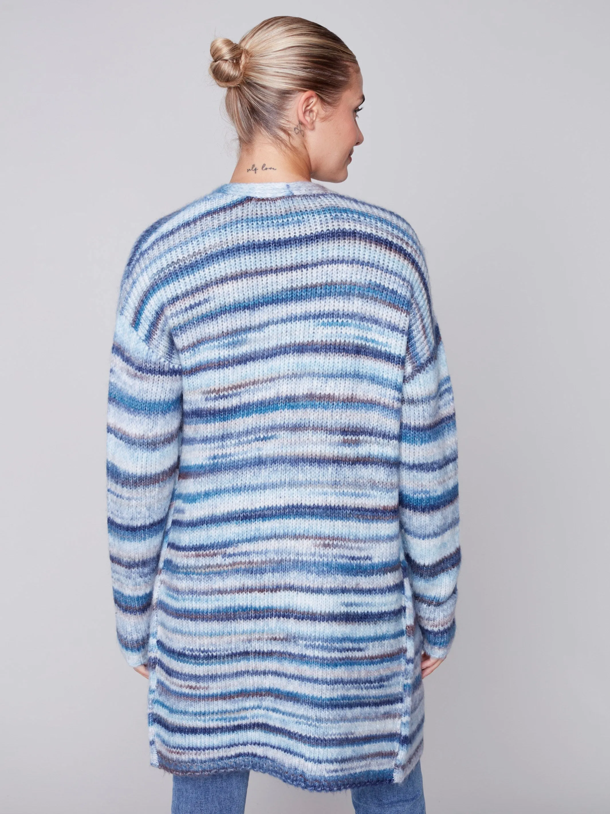 Space Dye Long Cardigan - Denim