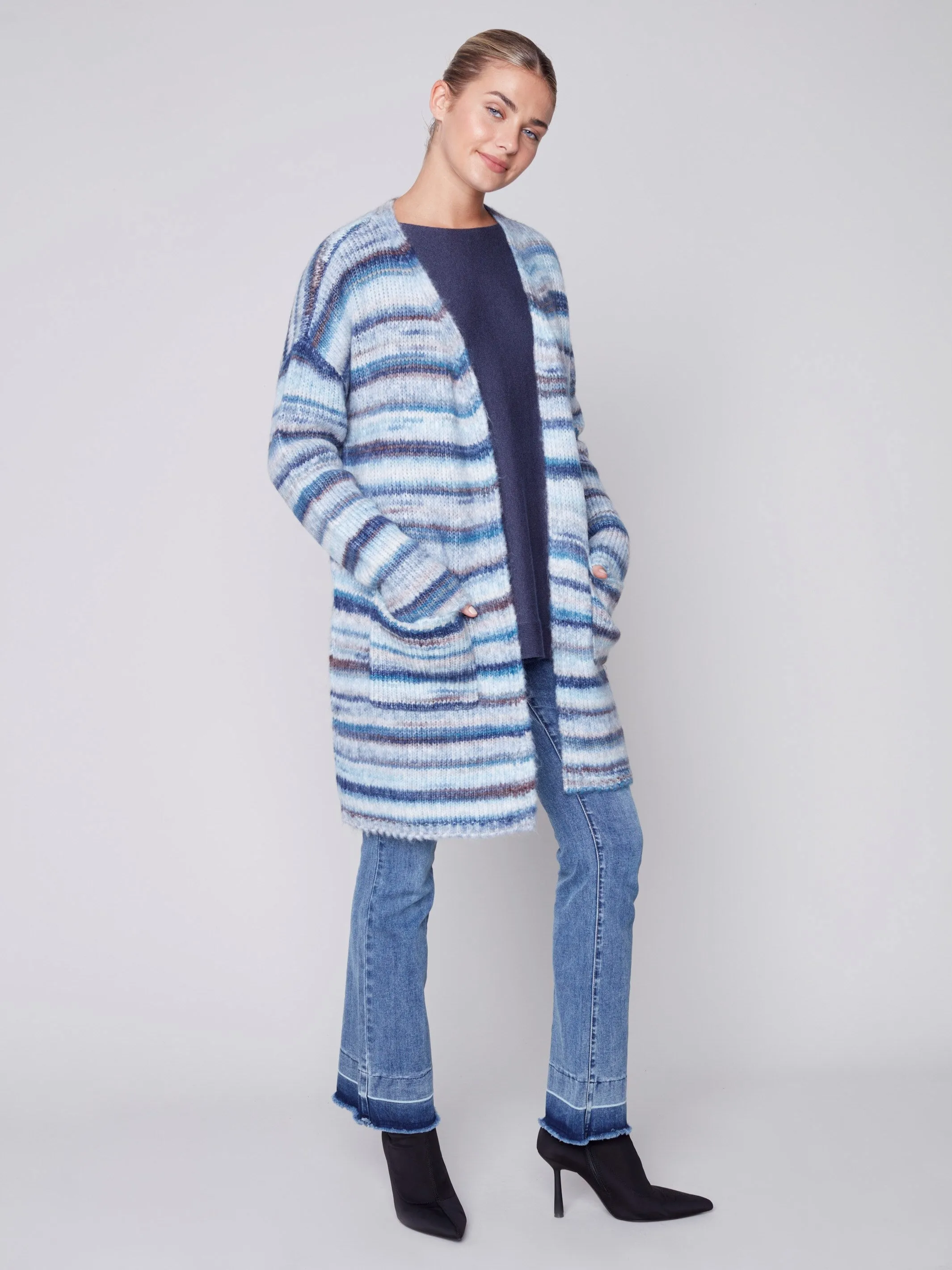 Space Dye Long Cardigan - Denim