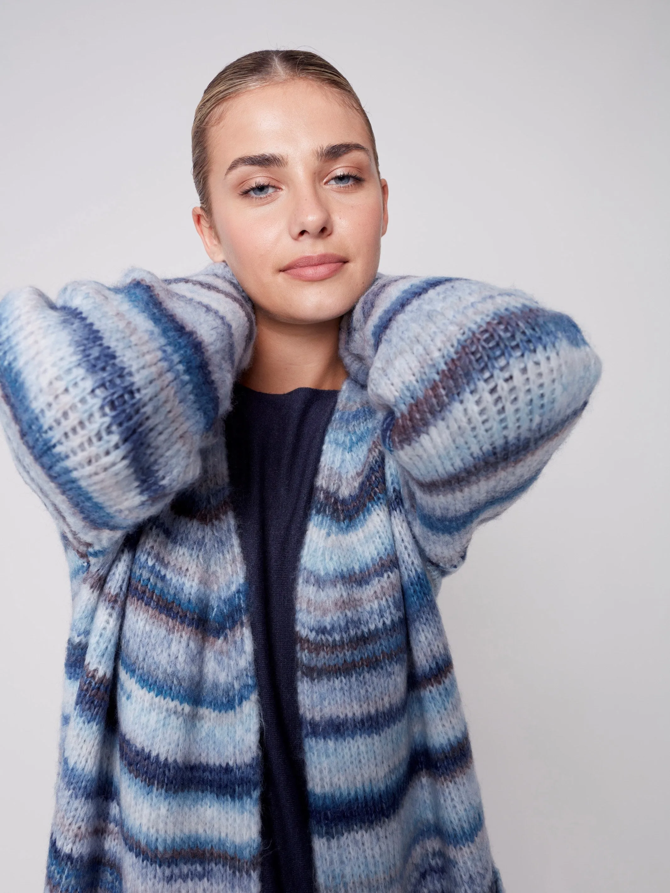 Space Dye Long Cardigan - Denim