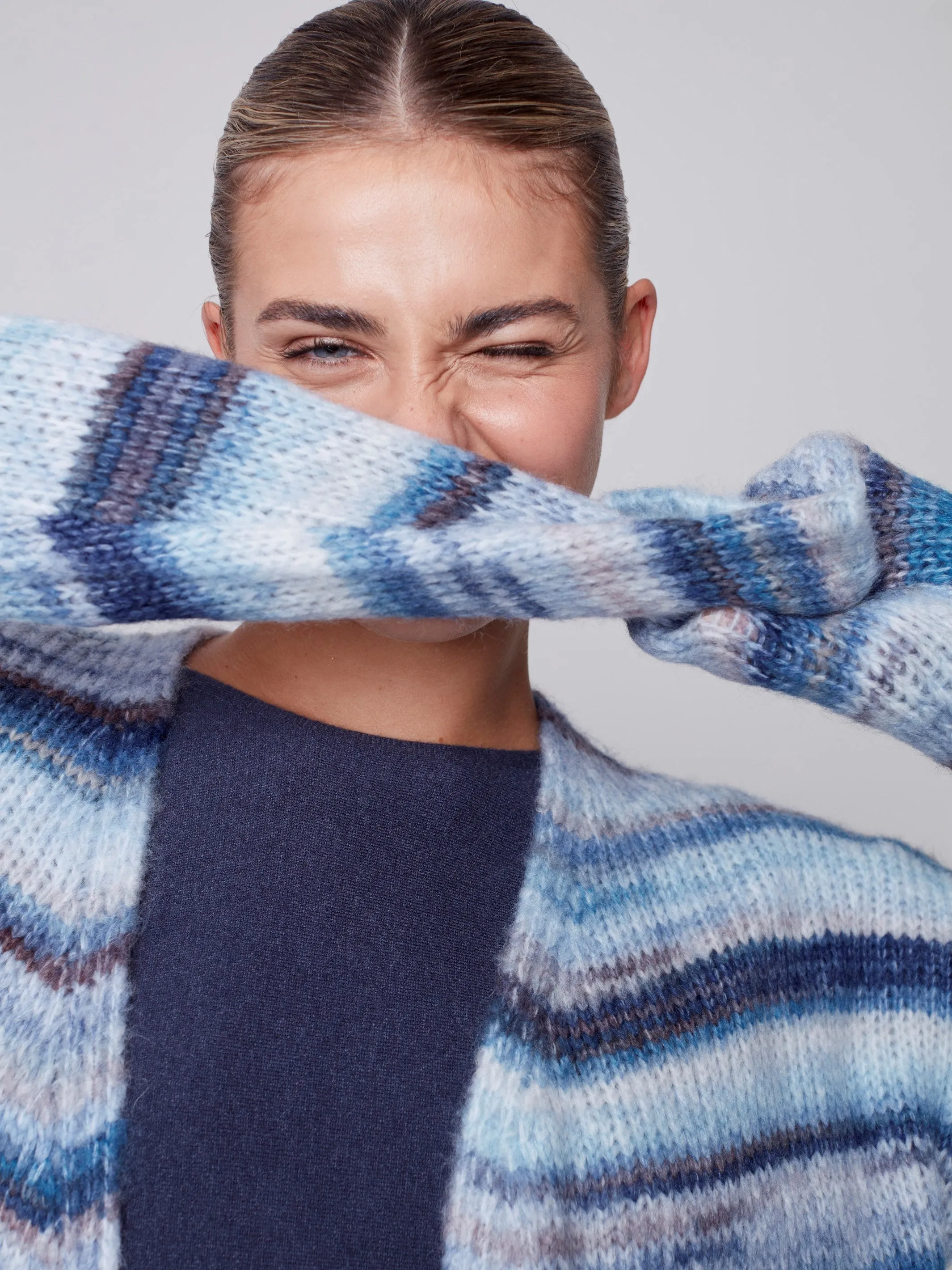 Space Dye Long Cardigan - Denim