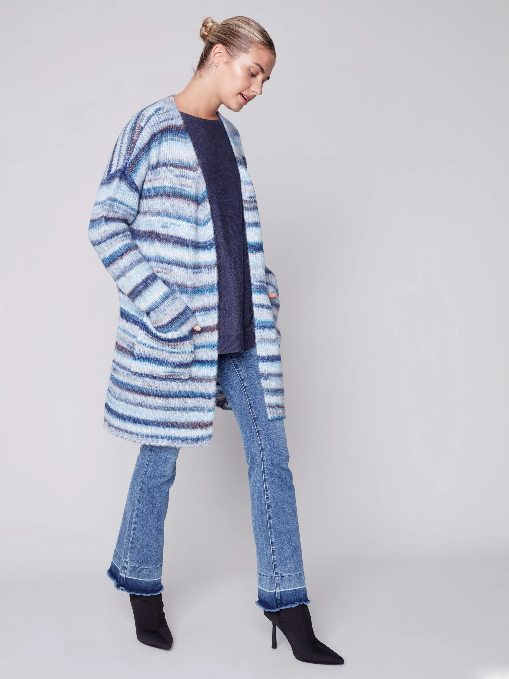 Space Dye Long Cardigan - Denim