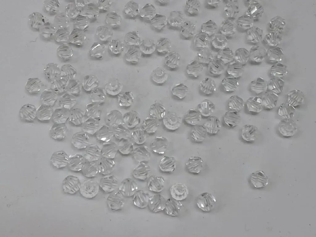 White New Cut Crystal Glass Beads- 4 mm (Wholesale)