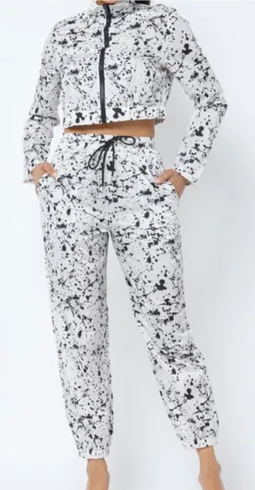 White Polka Dot Windbreaker Jogger