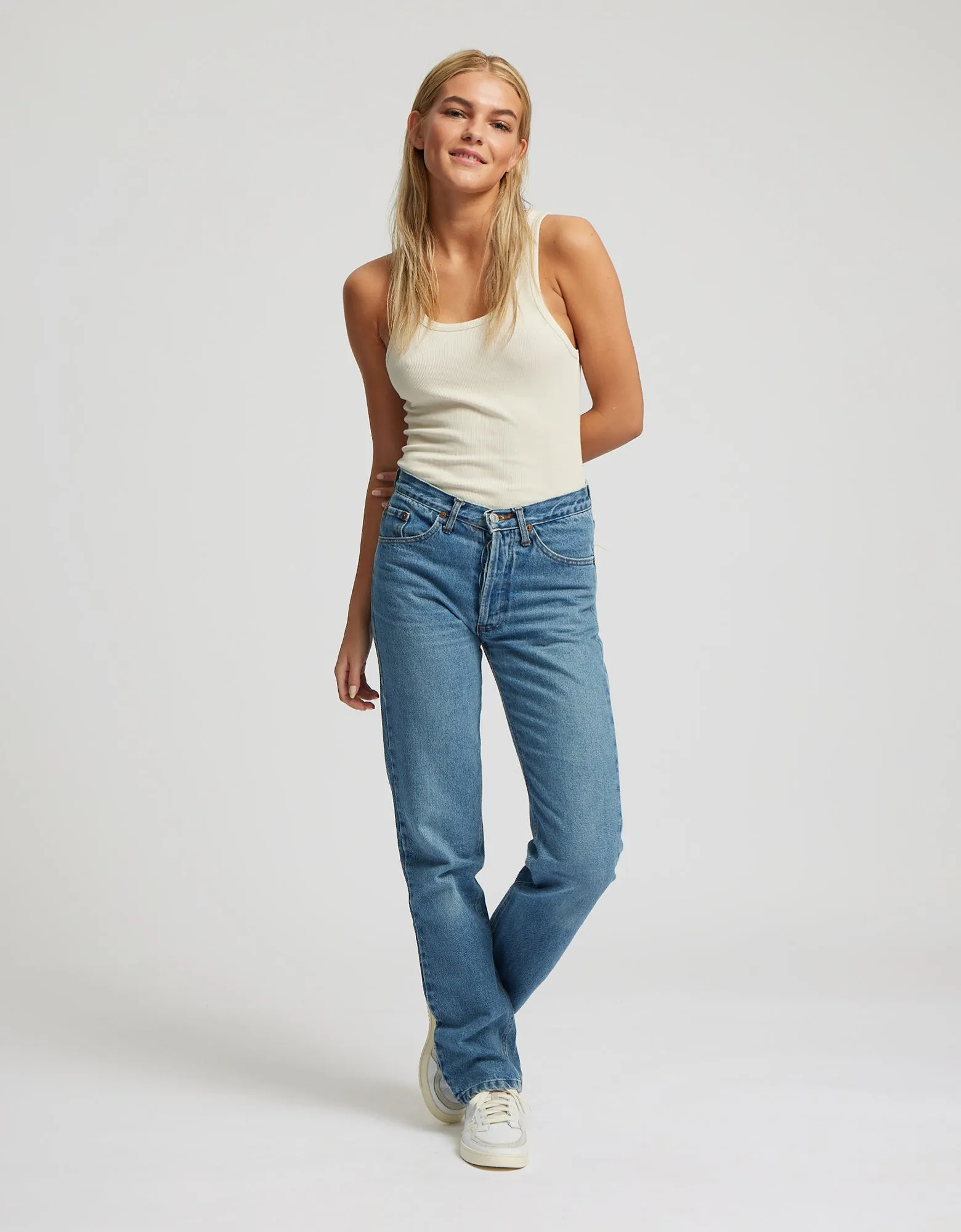 Women Organic Rib Tank Top - Sky Blue