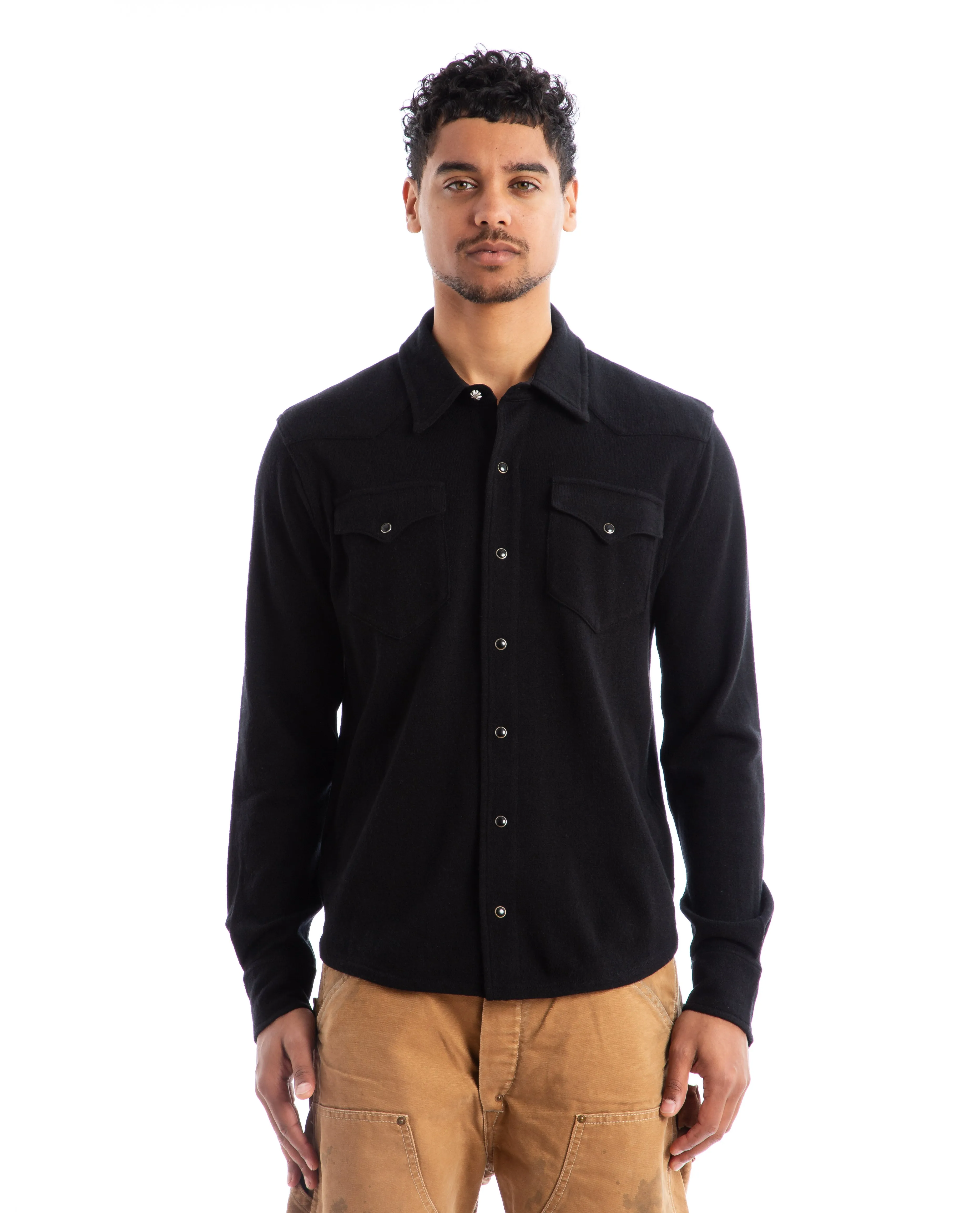 Wool-Cashmere Western Shirt Sweater