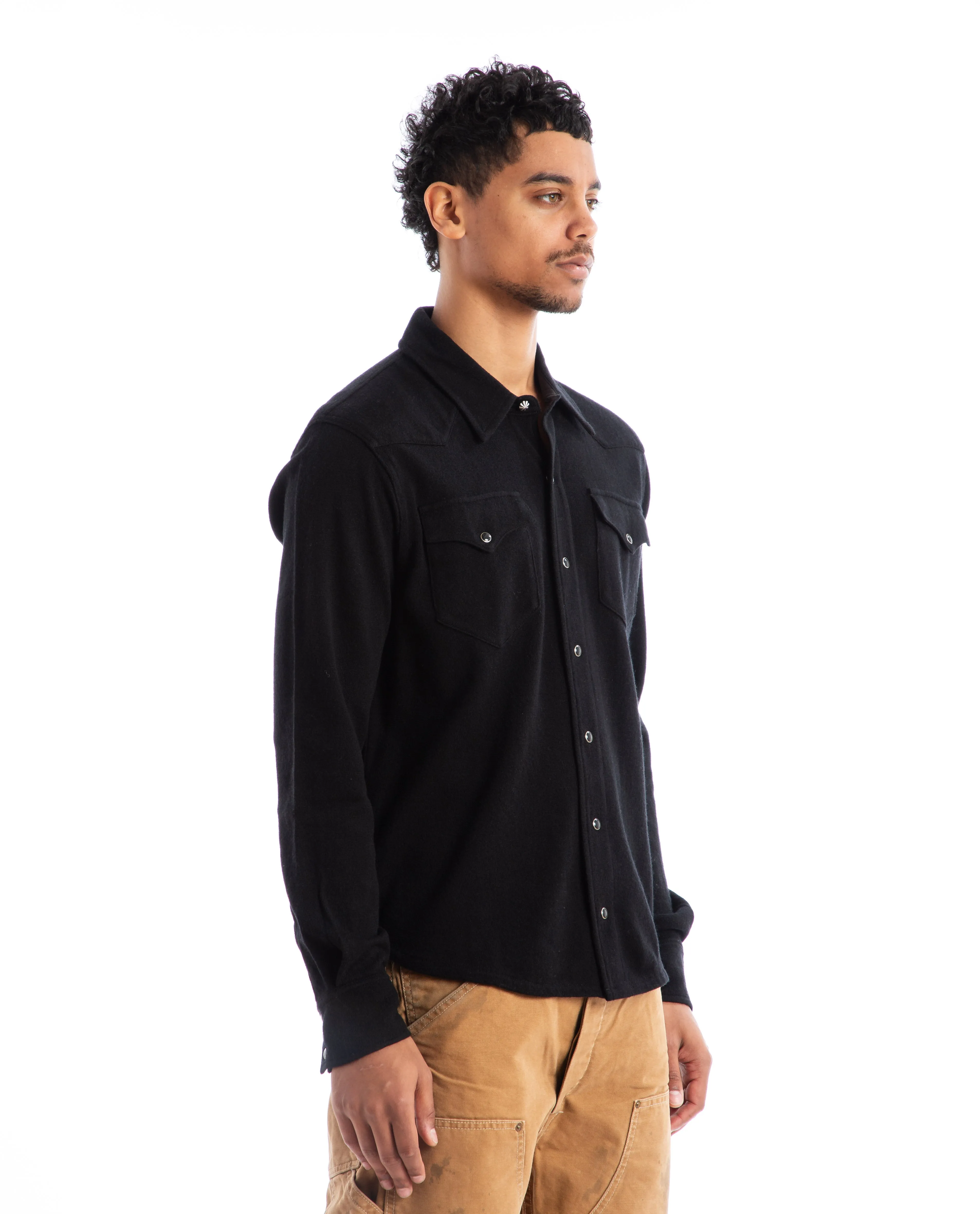 Wool-Cashmere Western Shirt Sweater