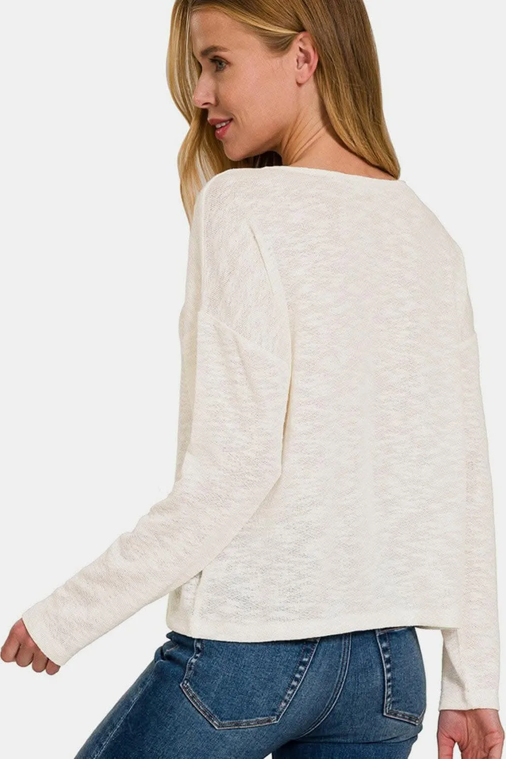 Zenana v-neck dropped shoulder tee