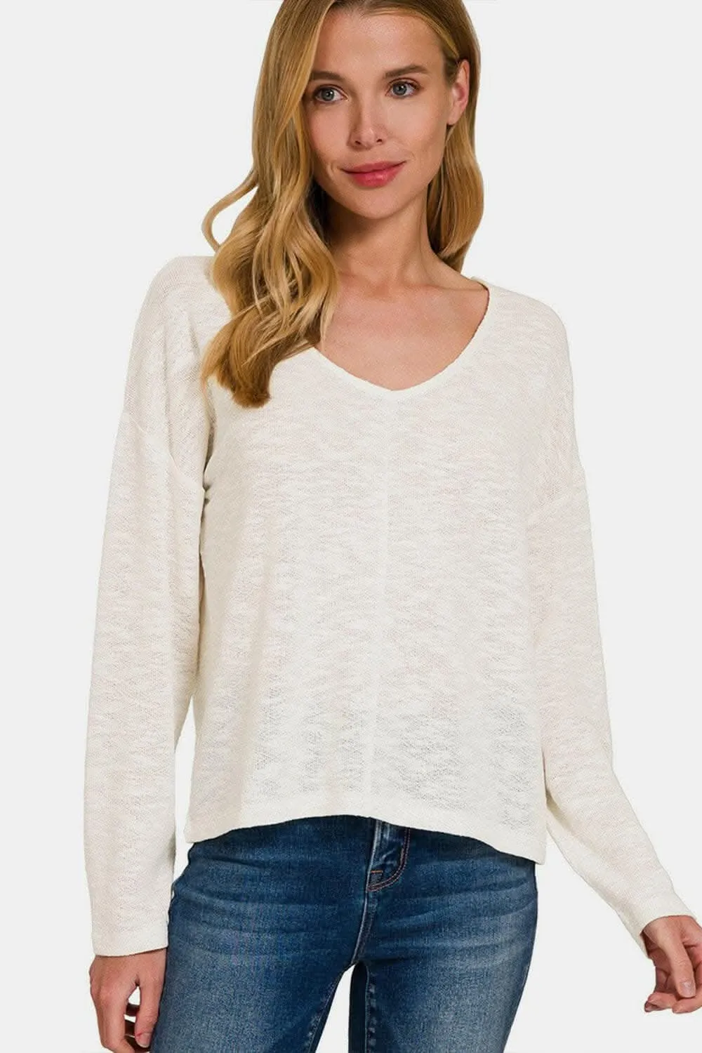 Zenana v-neck dropped shoulder tee
